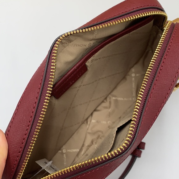 MICHAEL KORS 
Large East West  Saffiano Leather Crossbody Bag DARK CHERRY🍒COLOR - Picture 10 of 16